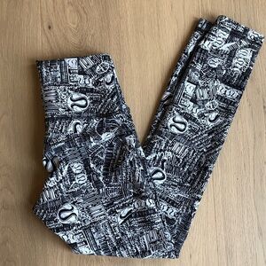 Rare Lululemon Wunder Train High-Rise Tight 25" White & Black Lulu Logo, Size 4